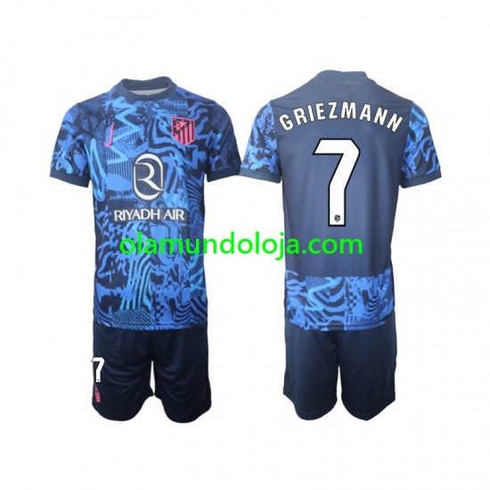 Camisola Atlético Madrid Griezmann 7 Criança Equipamento Terceiro 2024-2025 Manga Curta